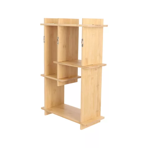 Beltéri falra szerelhető bambusz polc, 35 x 15 x 55 cm, csomag,  4 db