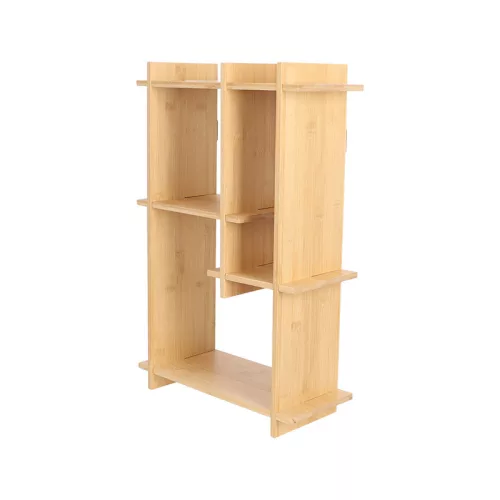 Beltéri falra szerelhető bambusz polc, 35 x 15 x 55 cm, csomag,  4 db