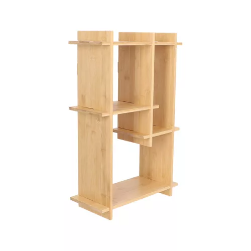 Beltéri falra szerelhető bambusz polc, 35 x 15 x 55 cm, csomag,  4 db