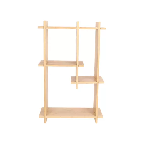Beltéri falra szerelhető bambusz polc, 35 x 15 x 55 cm, csomag,  4 db