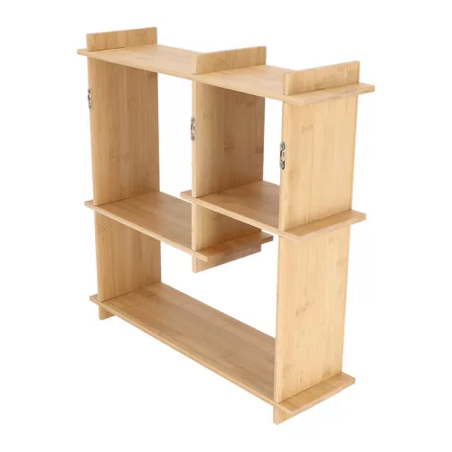 Beltéri falra szerelhető bambusz polc, 55 x 15 x 55 cm, csomag,  2 db