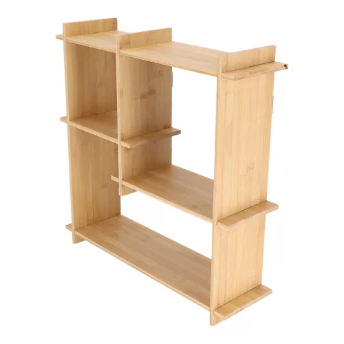 Beltéri falra szerelhető bambusz polc, 55 x 15 x 55 cm, csomag,  2 db