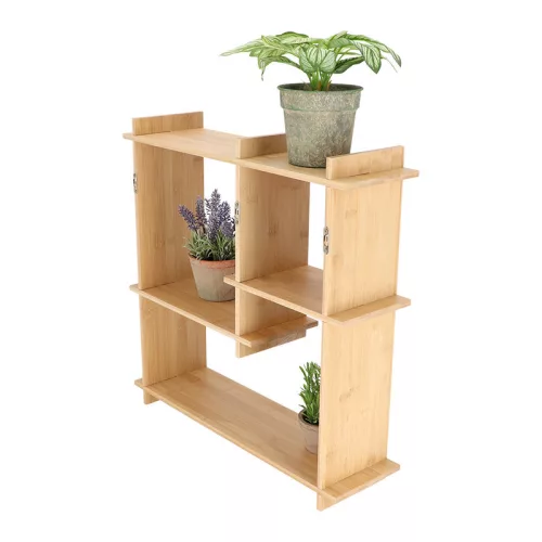 Beltéri falra szerelhető bambusz polc, 55 x 15 x 55 cm, csomag,  2 db
