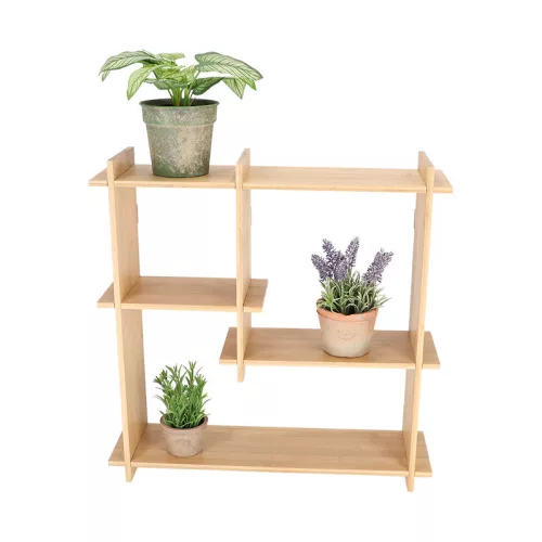 Beltéri falra szerelhető bambusz polc, 55 x 15 x 55 cm, csomag,  2 db