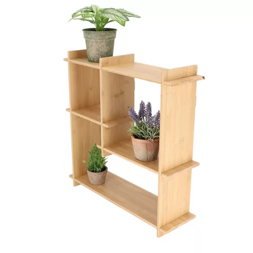 Beltéri falra szerelhető bambusz polc, 55 x 15 x 55 cm, csomag,  2 db