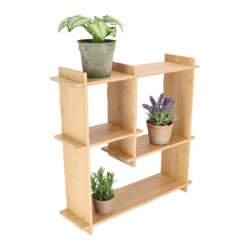 Beltéri falra szerelhető bambusz polc, 55 x 15 x 55 cm, csomag,  2 db