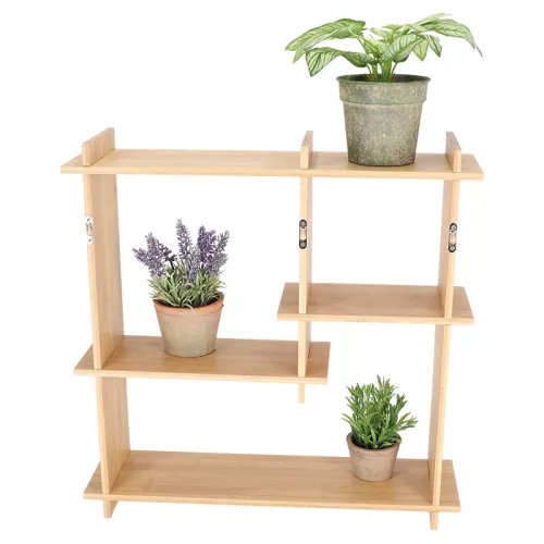 Beltéri falra szerelhető bambusz polc, 55 x 15 x 55 cm, csomag,  2 db