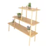 Beltéri három szintes bambusz polc, 117 x 30 x 106 cm, csomag,  2 db