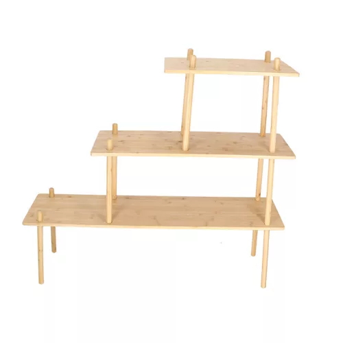 Beltéri három szintes bambusz polc, 117 x 30 x 106 cm, csomag,  2 db