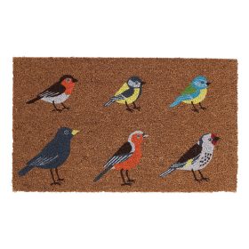 Színes madaras kókuszrost lábtörlő, 75 x 45 cm