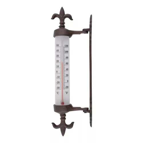 Falra rögzíthető öntöttvas hőmérő, 30 cm
