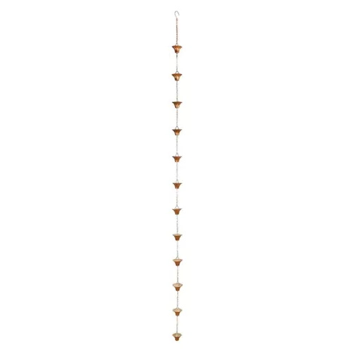 Ereszcsatorna vízvezető lánc, réz bevonattal, 259 cm, csomag, 6 db