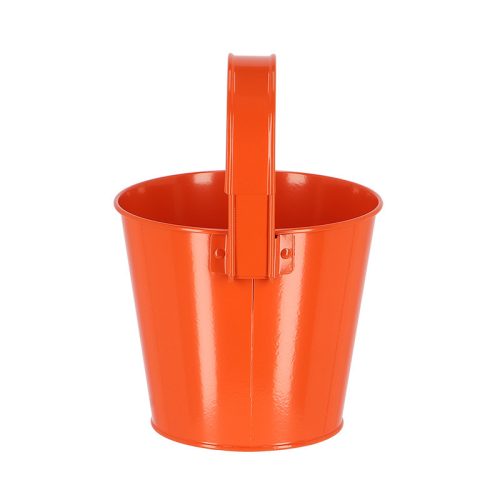 Korlátra akasztható kampós virágcserép, 16 cm átmérőjű, narancssárga