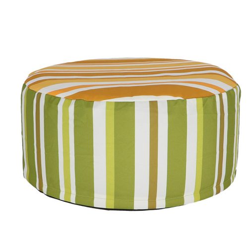 UV álló, vízlepergető kültéri puff, zöld és narancssárga csíkos, 54 cm átmérőjű, csomag, 6 db