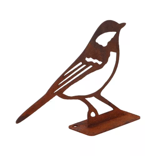 Rusztikus lézervágott széncinege sziluett, kültéri és beltéri dekorációs kiegészítő, 14 x 10 cm, csomag, 12 db