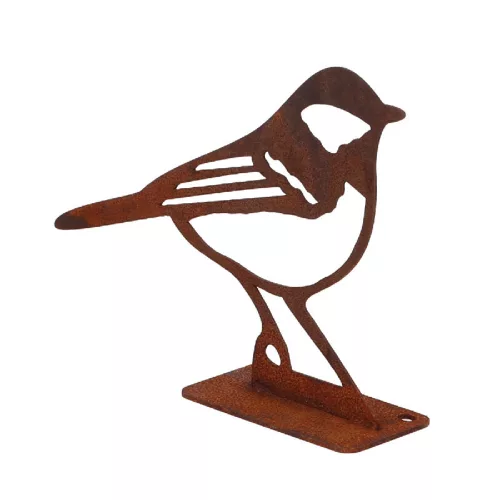 Rusztikus lézervágott széncinege sziluett, kültéri és beltéri dekorációs kiegészítő, 14 x 10 cm, csomag, 12 db