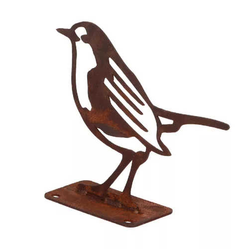 Rusztikus lézervágott vörösbegy sziluett, kültéri és beltéri dekorációs kiegészítő, 12,5 x 10 cm, csomag, 12 db