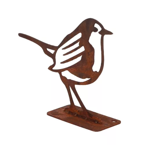 Rusztikus lézervágott vörösbegy sziluett, kültéri és beltéri dekorációs kiegészítő, 12,5 x 10 cm, csomag, 12 db