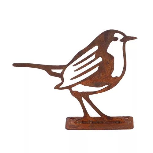 Rusztikus lézervágott vörösbegy sziluett, kültéri és beltéri dekorációs kiegészítő, 12,5 x 10 cm, csomag, 12 db