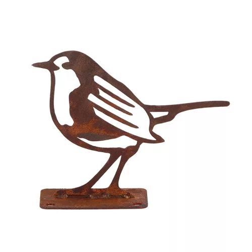 Rusztikus lézervágott vörösbegy sziluett, kültéri és beltéri dekorációs kiegészítő, 12,5 x 10 cm, csomag, 12 db