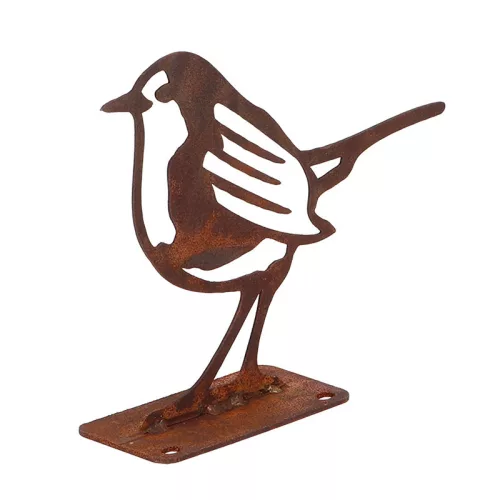 Rusztikus lézervágott vörösbegy sziluett, kültéri és beltéri dekorációs kiegészítő, 12,5 x 10 cm, csomag, 12 db