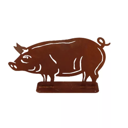 Rusztikus lézervágott malac sziluett, kültéri és beltéri dekorációs kiegészítő, 40 x 22 cm, csomag, 12 db