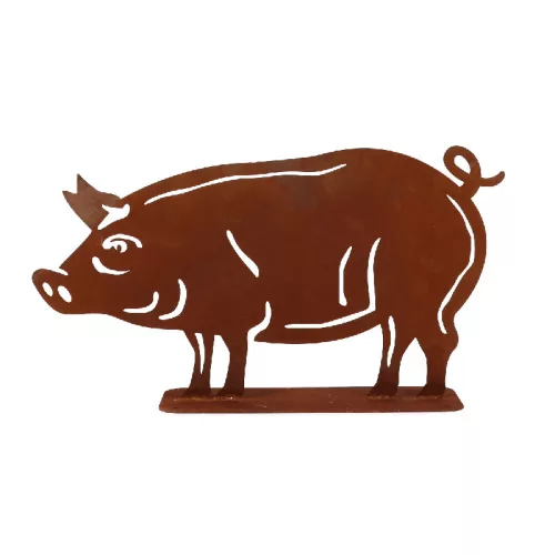 Rusztikus lézervágott malac sziluett, kültéri és beltéri dekorációs kiegészítő, 40 x 22 cm, csomag, 12 db