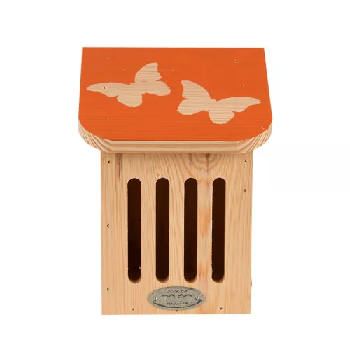 Pillangó ház narancssárga színű tetővel, pillangó mintával, 15 x 20 cm, csomag, 6 db