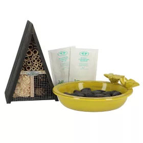   Rovar gondozó készlet, méh és pillangó számára, rovarhotellel, fürdetővel és virágmagokkal, csomag, 4 db