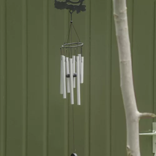 Szélcsengő, fekete madaras mintával, 82,5 cm, 3 féle, csomag, 12 db