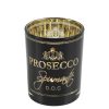 Üveg teamécses tartó, Prosecco felirattal, fekete, 12 cm